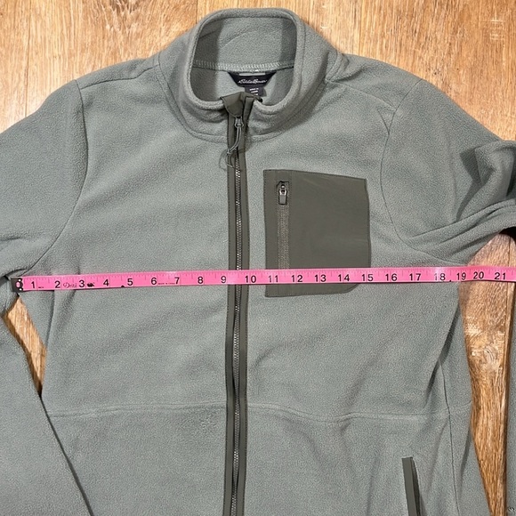 Eddie Bauer Fleece Jacket Full Zip Pockets Medium M Green EUC - Picture 9 of 12
